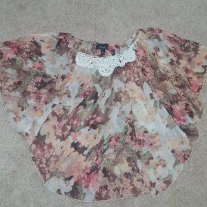 Flowy, Embroidered Lace-Neck Top